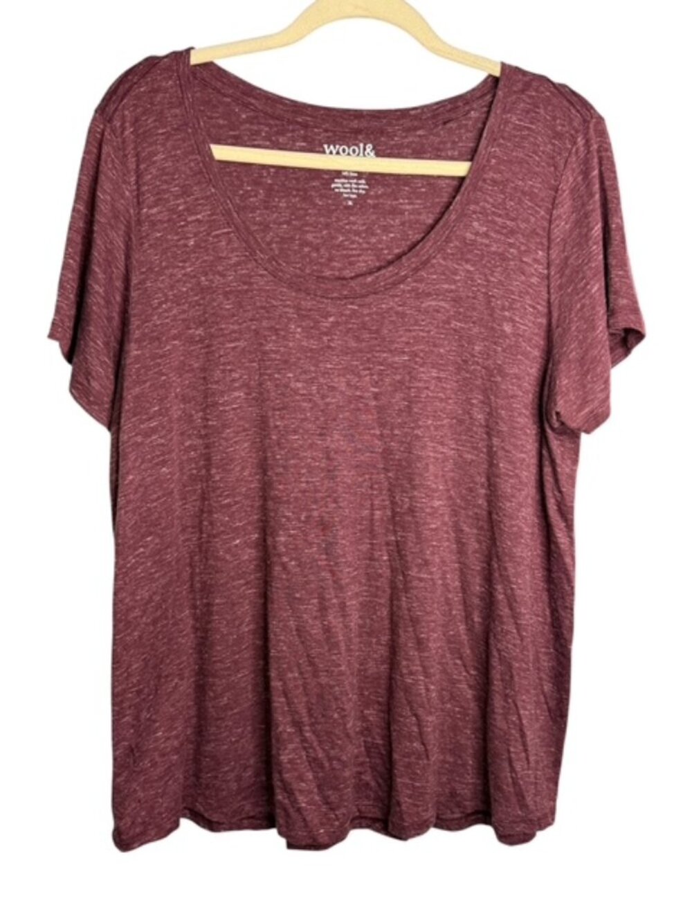 Wool& T-Shirt Women's XL Merino Wool Linen Blend Stella V-Neck Casual Purple